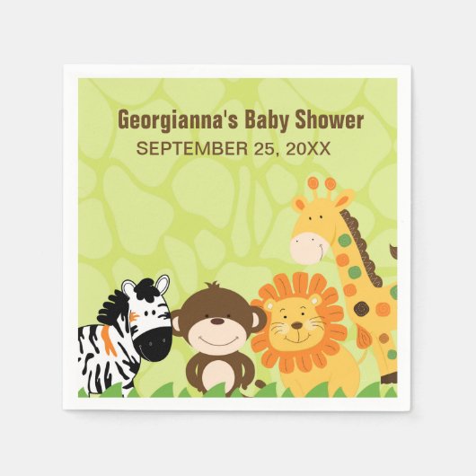 Helle Safari Tiere Custom Napkin Serviette (Vorderseite)