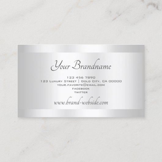 Helle, schimmernde Silver Oval Details Dekoration Visitenkarte (Rückseite)