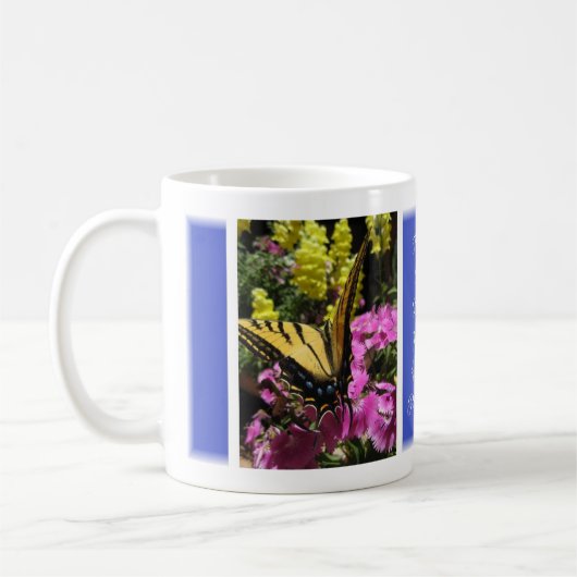 Helle Schmetterlings-Segen-Tasse - blaues Q2 Kaffeetasse (Links)