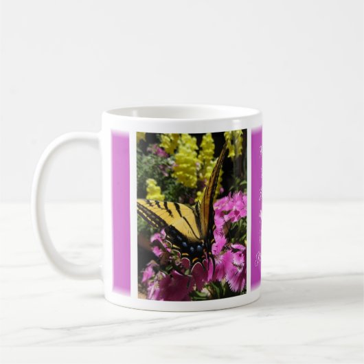 Helle Schmetterlings-Segen-Tasse - rosa Q2 Kaffeetasse (Links)