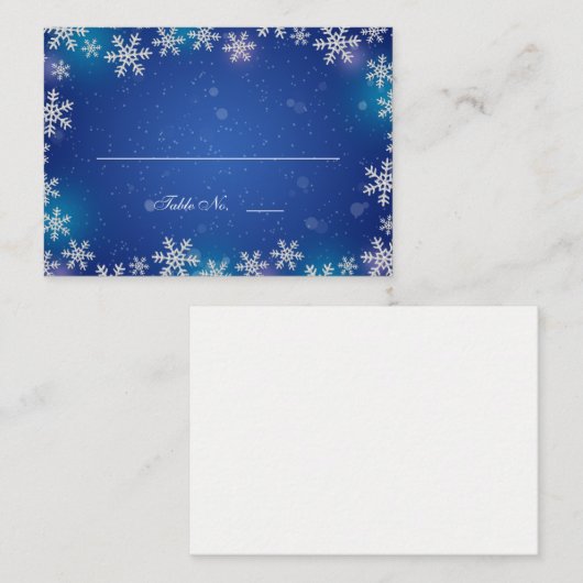 Helle Schneeflocken Blauer Tisch Platzkarten Sitzp (Vorne/Hinten)