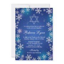 Helle Schneeflocken Blauer Winter Bat Mitzvah