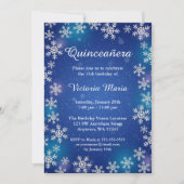 Helle Schneeflocken Blauer Winter Quinceanera lädt Einladung (Vorderseite)