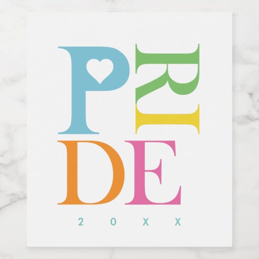 HELLE, SCHÖNE, FARBHAFTE FUN PRIDE TYPOGRAPHIE WEINETIKETT (Einzelnes Label)
