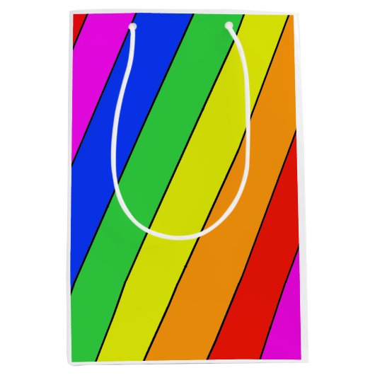 Helle schöne Regenbogen-STRIPES Mittlere Geschenktüte (Vorderseite)