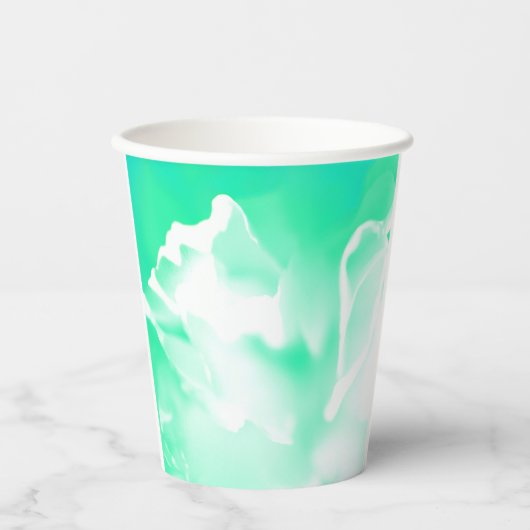 Helle Seafoam Green Blume Print Paper Cup Pappbecher (Vorderseite)