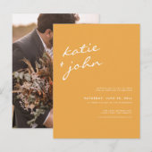 Helle Senf-Gelb-Minimalistische Virtual Wedding Einladungspostkarte (Vorne/Hinten)