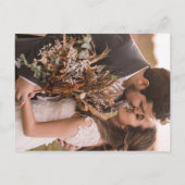 Helle Senf-Gelb-Minimalistische Virtual Wedding Einladungspostkarte (Rückseite)