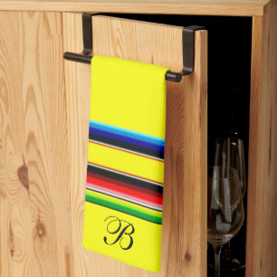 Helle Serape-Streifen Monogramm Küchenhandtuch Geschirrtuch