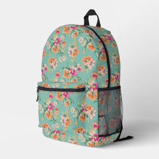 Helle Skizze Blumenmuster Bedruckter Rucksack (Rückseitige Ecke Rechts)