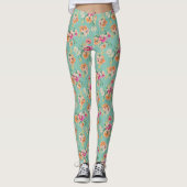 Helle Skizze Blumenmuster Leggings (Vorderseite)
