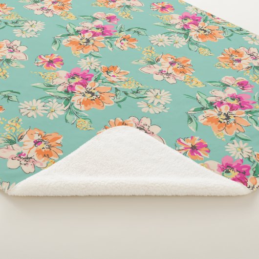 Helle Skizze-Blumenmuster Sherpadecke (3/4)