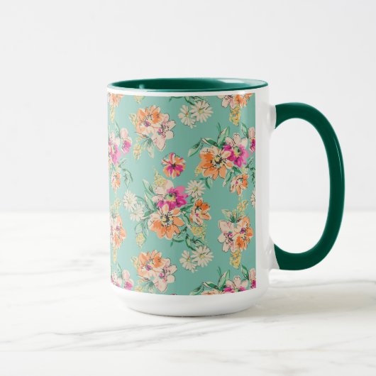Helle Skizze-Blumenmuster Tasse (Rechts)