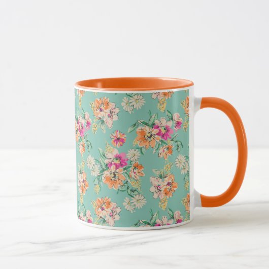 Helle Skizze-Blumenmuster Tasse (Rechts)