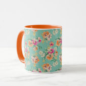 Helle Skizze-Blumenmuster Tasse (Vorderseite Links)