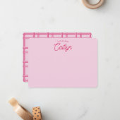 Helle Skript-Rosa-Korbflecht-Personalisierte-Flat Mitteilungskarte (Vorderseite/Rückseite Beispiel)