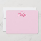 Helle Skript-Rosa-Korbflecht-Personalisierte-Flat Mitteilungskarte (Vorderseite)