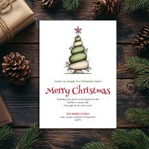 Helle skurrile Weihnachtsbaum-Wasserfarben-Grußkar
