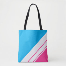 Helle Sky Blue Candy Pink White Racing Streifen Tasche