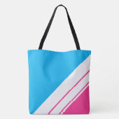 Helle Sky Blue Candy Pink White Racing Streifen Tasche (Rückseite)