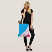 Helle Sky Blue Candy Pink White Racing Streifen Tasche (Am Model)