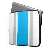 Helle Sky Blue Light Gray White Racing Streifen Laptopschutzhülle (Vorderseite Links)