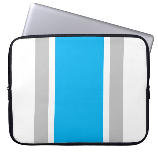 Helle Sky Blue Light Gray White Racing Streifen Laptopschutzhülle (Vorderseite)