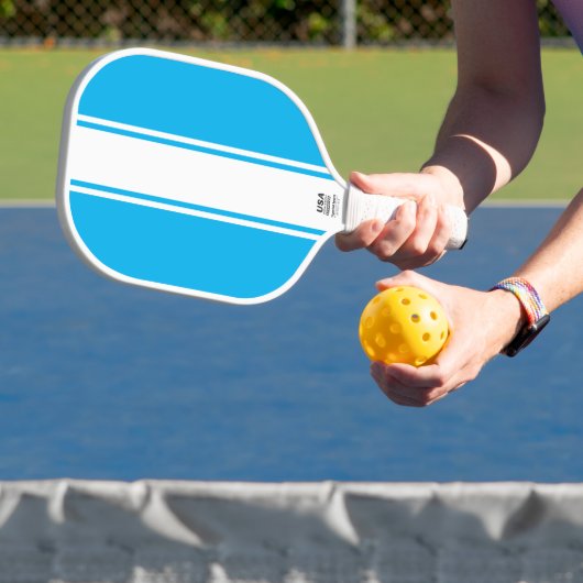 Helle Sky Blue Slim White Racing Streifen Pickleball Schläger (InSitu)