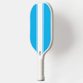 Helle Sky Blue Slim White Racing Streifen Pickleball Schläger (Links)