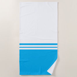 Helle Sky Blue White Color Block Racing Streifen Strandtuch