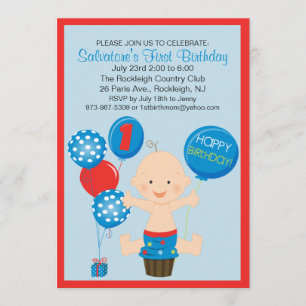 Helle Smash Cake Boys erste Geburtstagseinladung Einladung