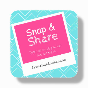 Helle Snap-and-Share Social Media-Business-Labels Quadratischer Aufkleber