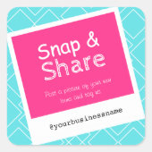 Helle Snap-and-Share Social Media-Business-Labels Quadratischer Aufkleber (Vorderseite)