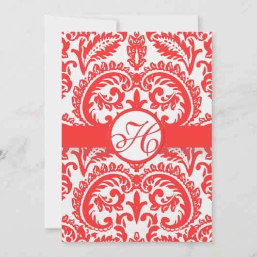 Helle Snap Dragon Coral Damask Grauer Schriftart H Einladung (Rückseite)