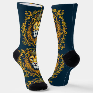 Helle Socken Löwenkopf mit Krone 0044033