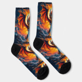 Helle Socken UNISEX Drache mit Schwert 0040758 (Rechts)