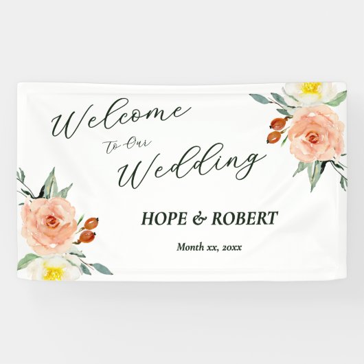 Helle Sommer-Blume Hochzeitsempfang Banner (Horizontal)