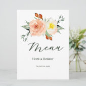 Helle Sommer-Blume Hochzeitsempfang Menükarte (Stehend Vorderseite)