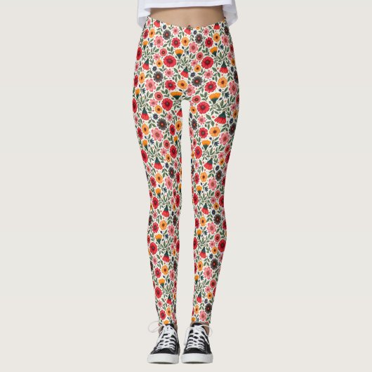 Helle Sommer-Blume Leggings (Vorderseite)