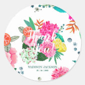 Helle Sommer Blumen & Früchte Vielen Dank Runder Aufkleber (Vorderseite)