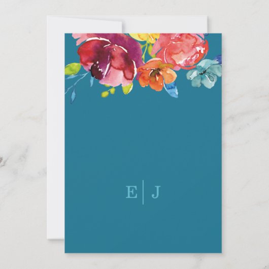 Helle Sommer farbenfrohe Dreieck Blütenhochzeit I Einladung (Rückseite)