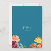 Helle Sommer farbenfrohe moderne blumenreiche Hoch Einladung (Rückseite)