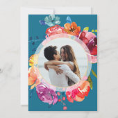 Helle Sommer farbenfrohe runde blumenreiche Hochze Einladung (Rückseite)