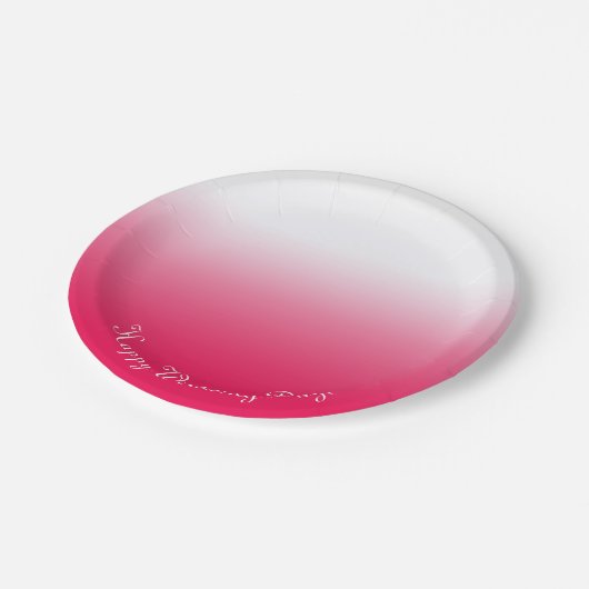 Helle Sommer Rot und Weiß Gradienten Ober Pappteller (Schrägansicht)