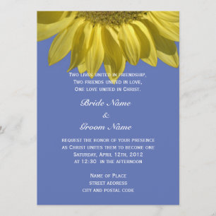 Helle Sommer-Sonnenblumen-Blumen-Christliche Hochz Einladung