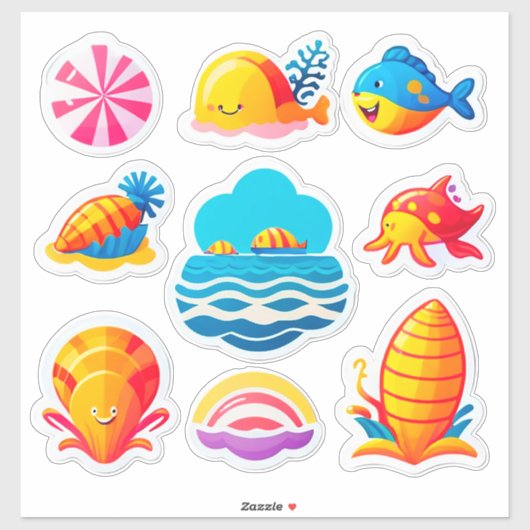 Helle Sommer-Sticker-Set Aufkleber (Blatt)
