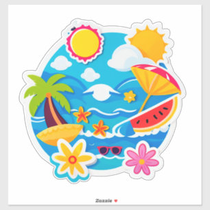 Helle Sommer-Sticker-Set Aufkleber