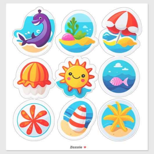 Helle Sommer-Sticker-Set Aufkleber (Blatt)
