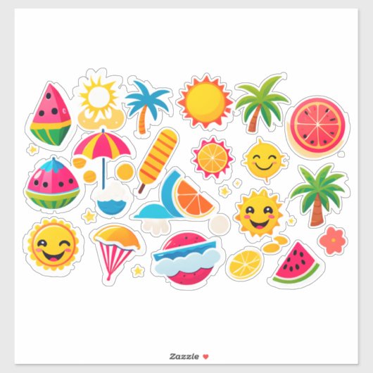 Helle Sommer-Sticker-Set Aufkleber (Blatt)