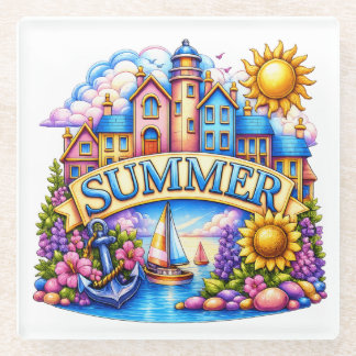 HELLE SOMMER-THEMEN-SZENE GLASUNTERSETZER